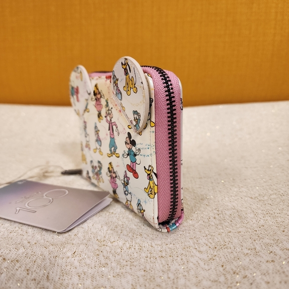 Loungefly Disney 100th AOP Mickey & Friends Iridescent Zip Around Wallet NEW - Picture 4 of 12